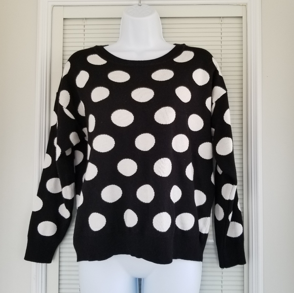Black and White Polka Dot Sweater - Picture 1 of 7
